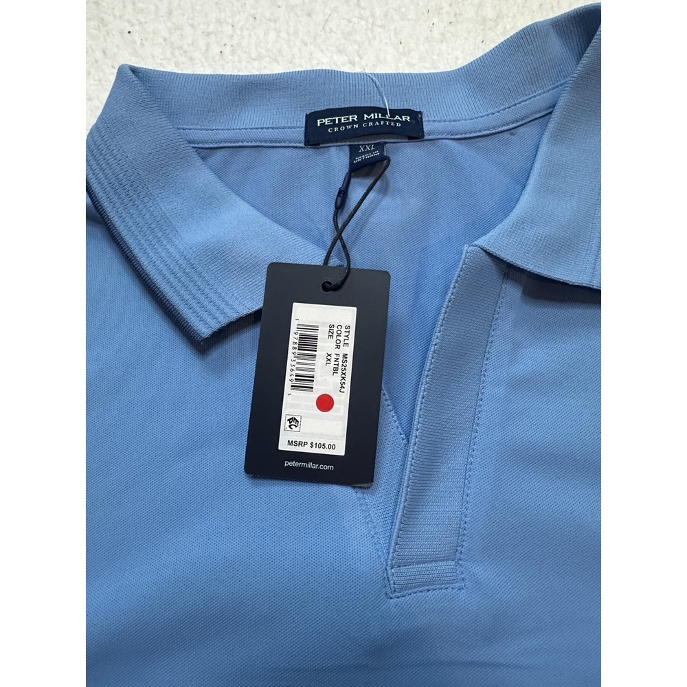 Peter Millar Crown‎ Crafted Summertime Performance Mesh Polo Men's XXL  Blue